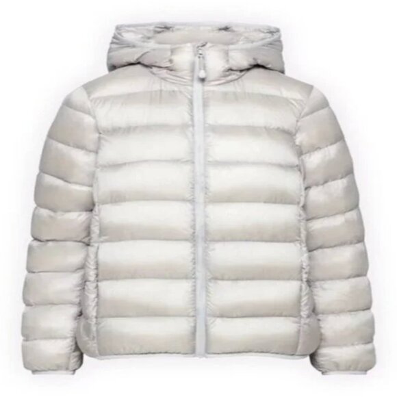 Aritzia TNA The Little Puff Down Hooded Winter Jacket Coat Chrome Silver Small - Picture 5 of 5